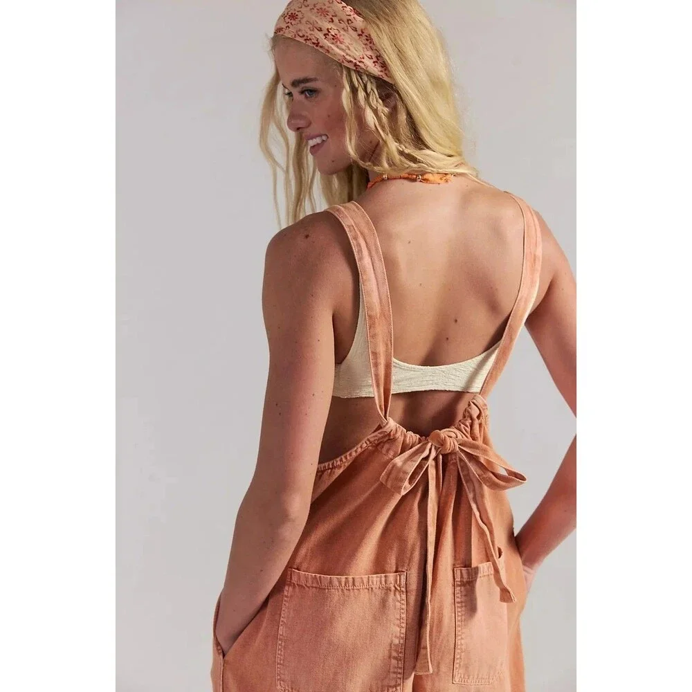 Free People We The Free Freebird Jumpsuit Dress Wide Leg Cotton Cozy M 288976
